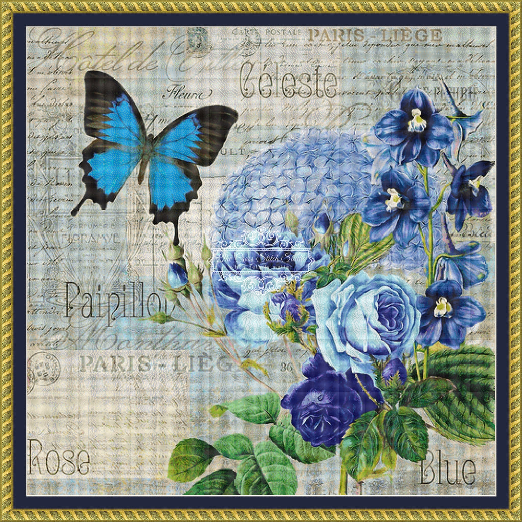 Blue Roses Cross Stitch Pattern | The Cross Stitch Studio | The Cross ...