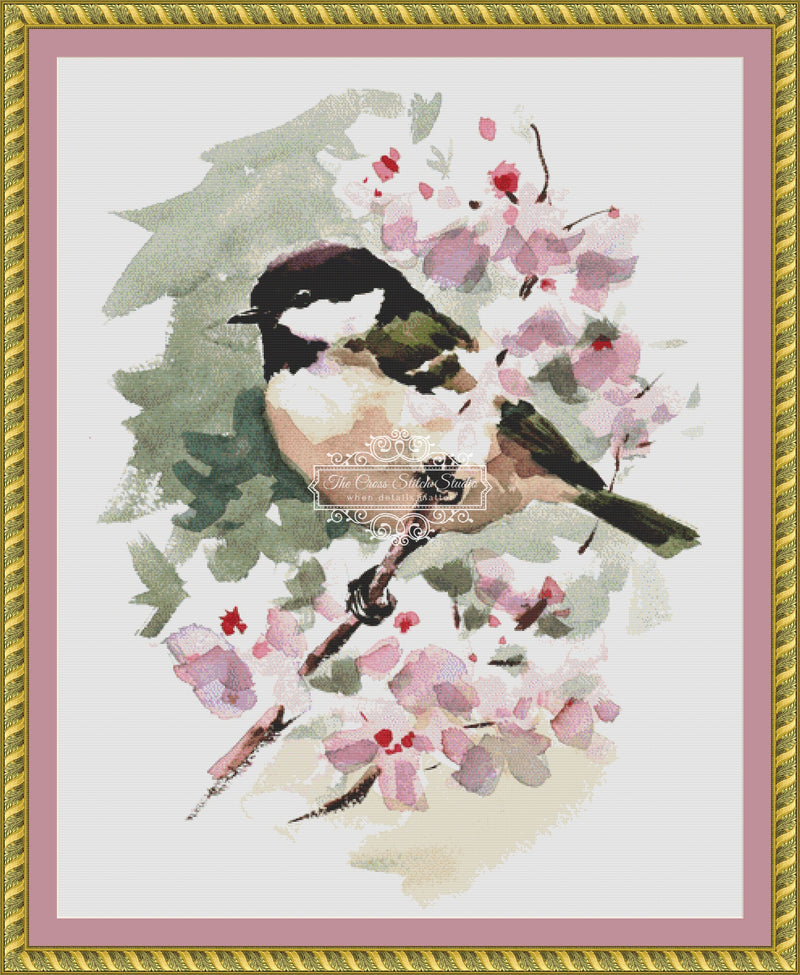 Chickadee Bird Cross Stitch Pattern | The Cross Stitch Studio | The Cross Stitch Studio chickadee-bird-cross-stitch-pattern-the-cross-stitch-studio-the-cross-stitch-studio