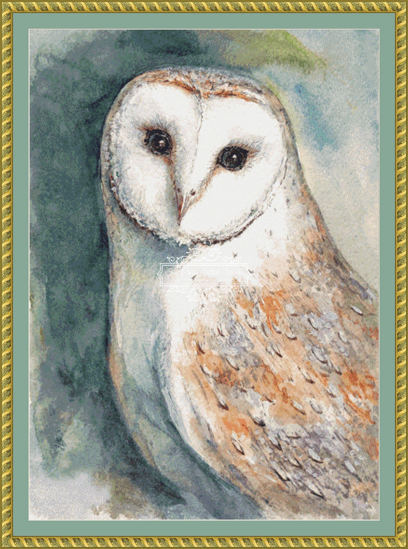 Watercolor Barn Owl
