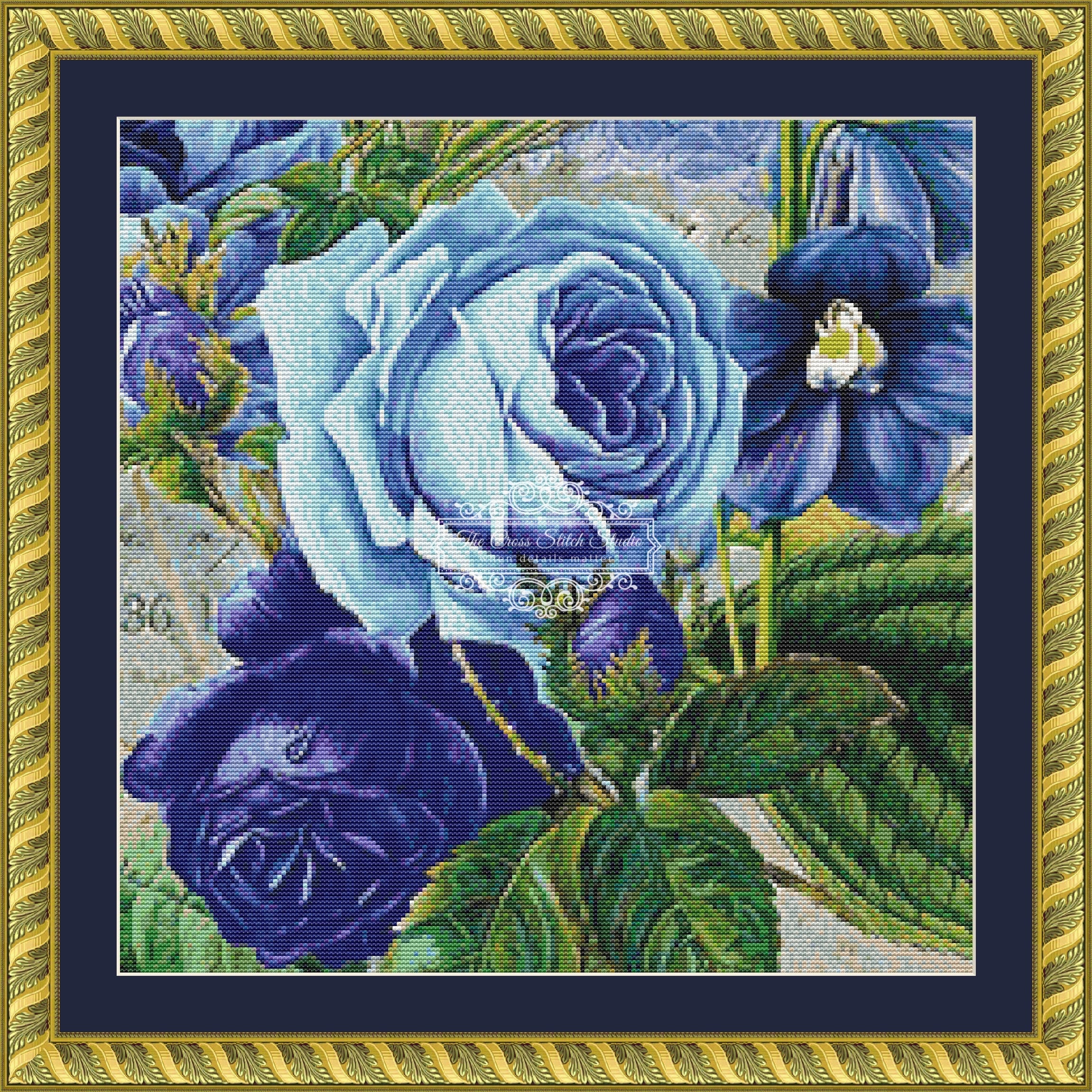 Blue Roses Cross Stitch Pattern | The Cross Stitch Studio | The Cross ...