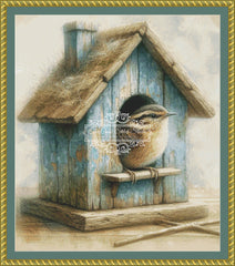 Weathered Blue Birdhouse