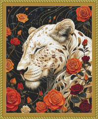 White Leopard Among the Roses