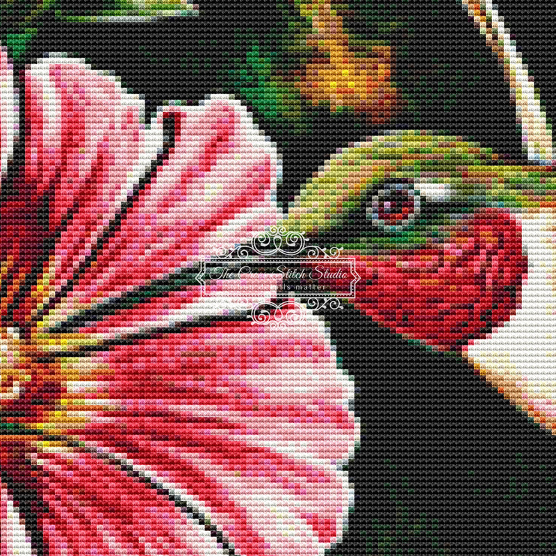 Hummingbird and Hollyhocks (CROP - SNIPPET)