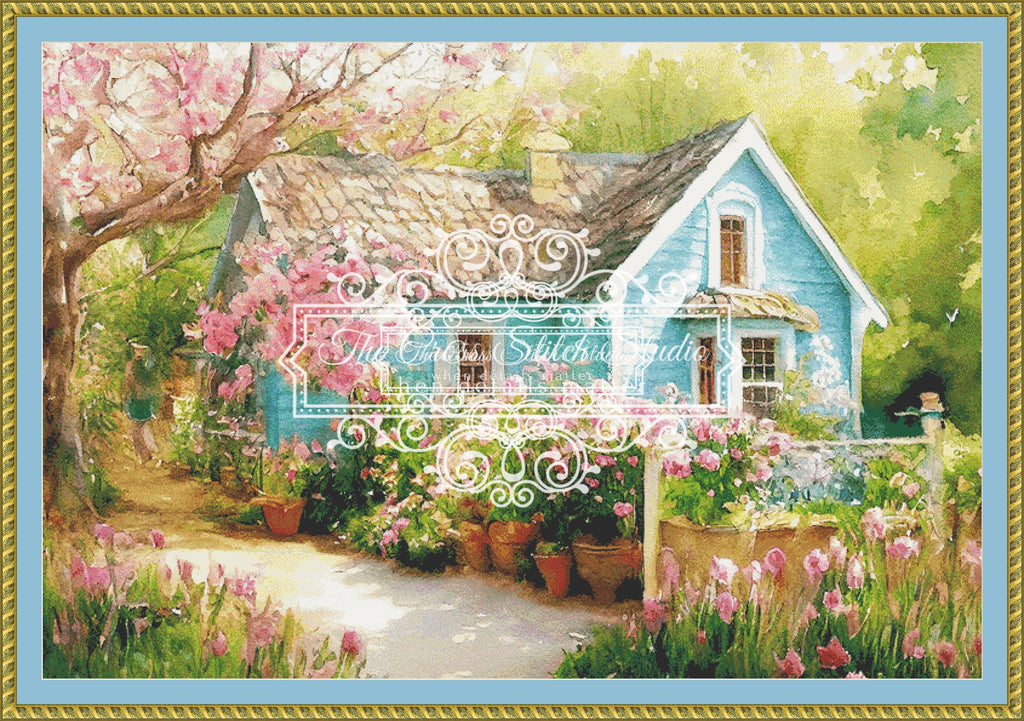 Watercolor Cottage Cross Stitch Pattern The Cross Stitch Studio The